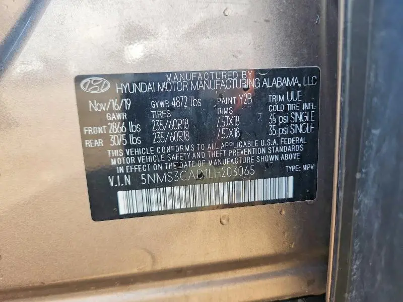 2020 HYUNDAI SANTA FE SEL  