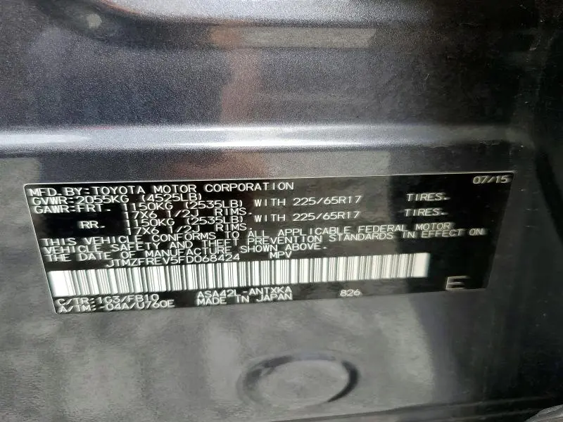 2015 TOYOTA RAV4 LE  