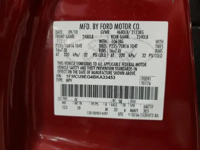 2011 FORD ESCAPE LIMITED  