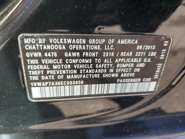 2014 VOLKSWAGEN PASSAT S  