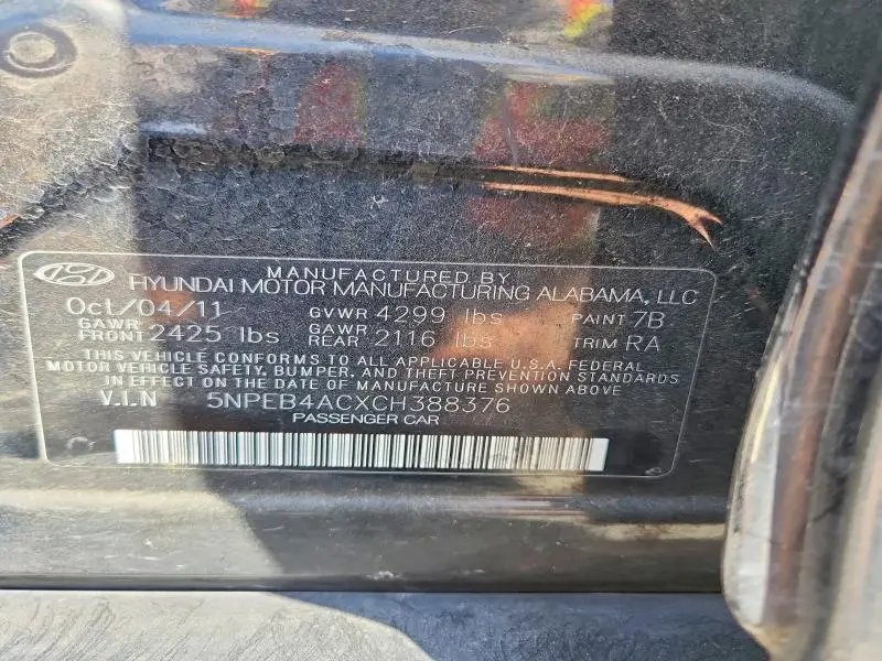 2012 HYUNDAI SONATA GLS  