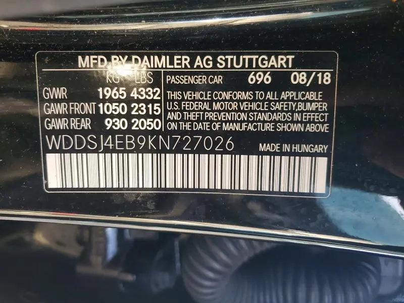 2019 MERCEDES-BENZ CLA 250  