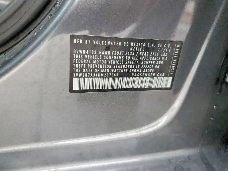 2017 VOLKSWAGEN JETTA S  