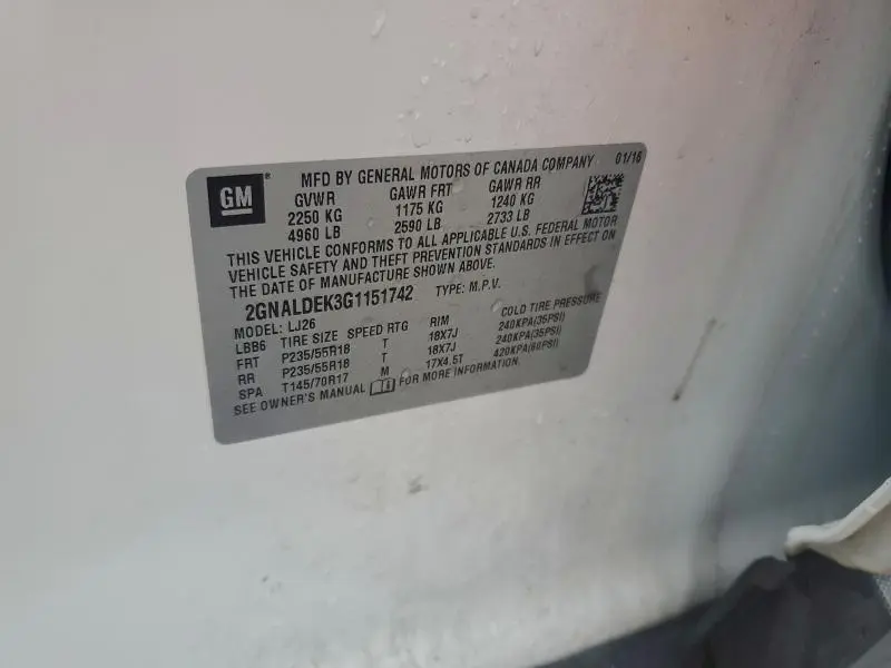 2016 CHEVROLET EQUINOX LTZ  