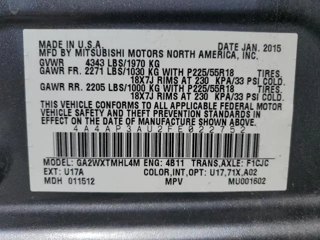 2015 MITSUBISHI OUTLANDER SPORT ES