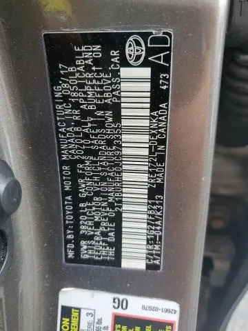 2018 TOYOTA COROLLA L  