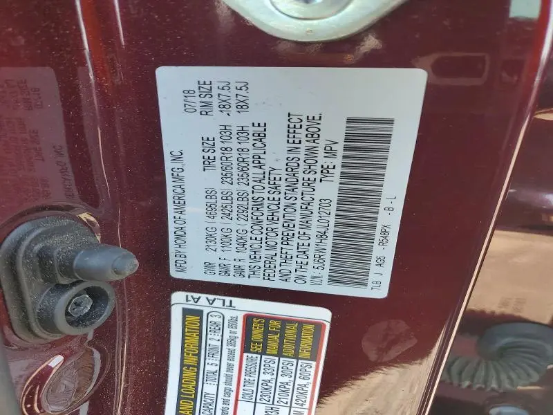 2018 HONDA CR-V EXL  