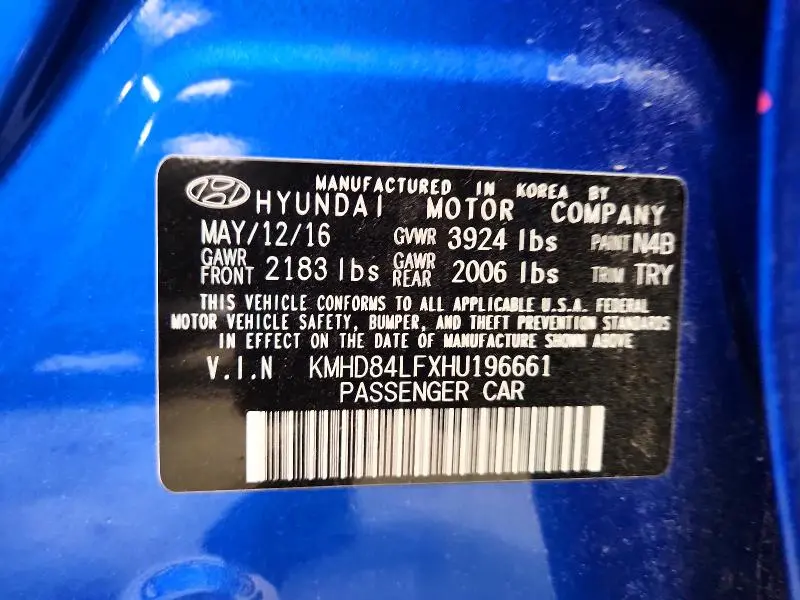 2017 HYUNDAI ELANTRA LIMITED  