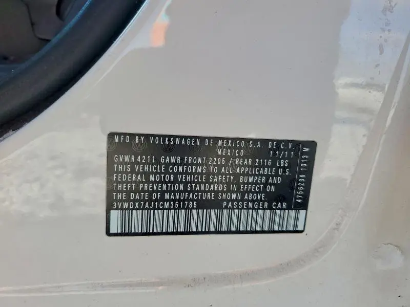 2012 VOLKSWAGEN JETTA SE  