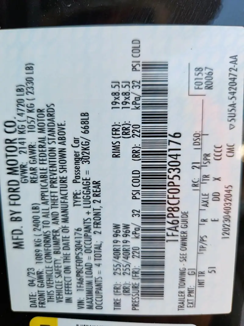 2023 FORD MUSTANG GT  