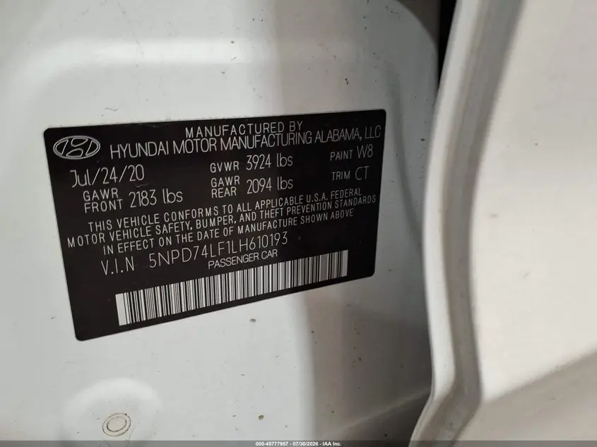 2020 HYUNDAI ELANTRA SE