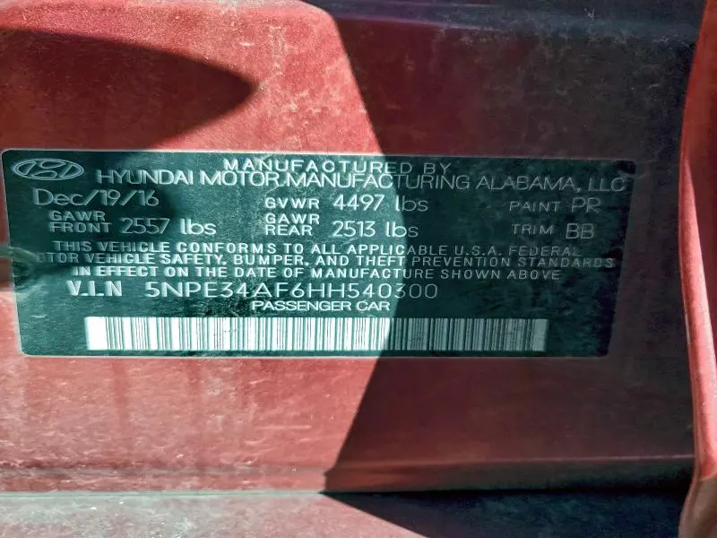 2017 HYUNDAI SONATA SPORT  