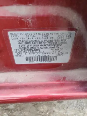 2016 NISSAN VERSA NOTE S  