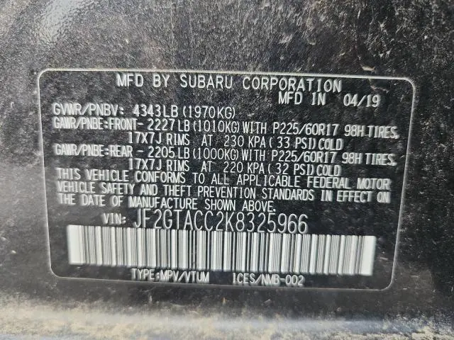 2019 SUBARU CROSSTREK PREMIUM  