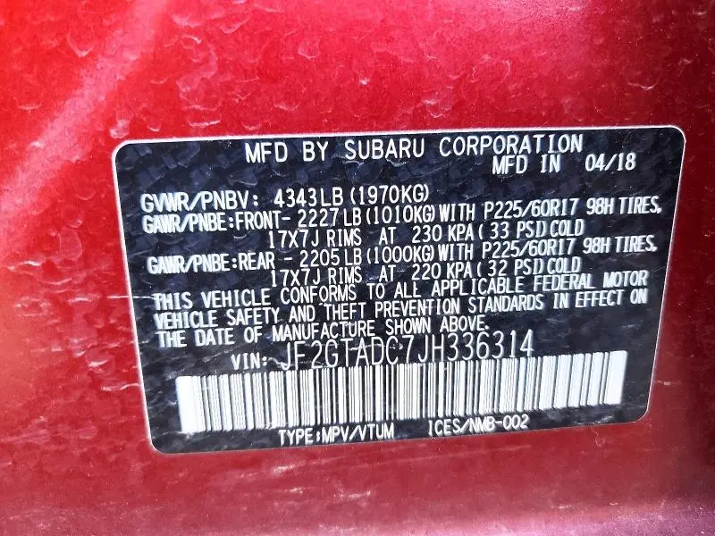 2018 SUBARU CROSSTREK PREMIUM  