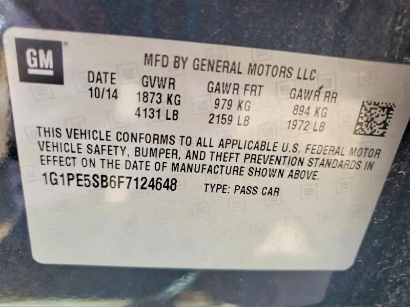 2015 CHEVROLET CRUZE LT  