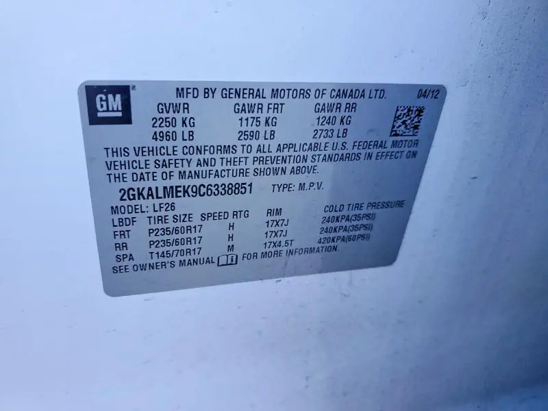 2012 GMC TERRAIN SLE  