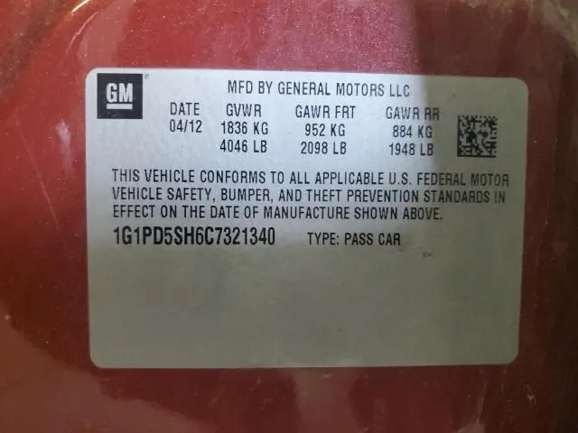 2012 CHEVROLET CRUZE LS  