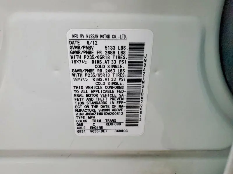 2013 NISSAN MURANO S  