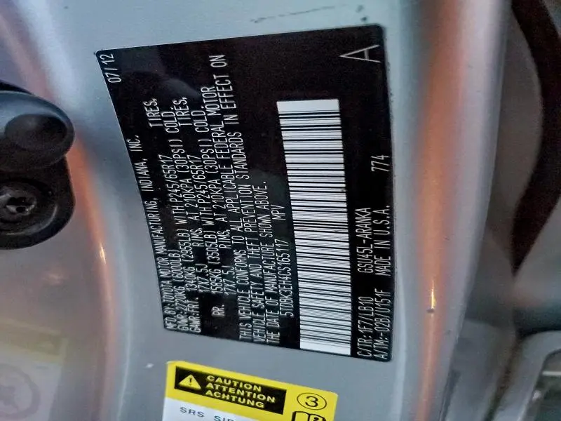 2012 TOYOTA HIGHLANDER BASE  