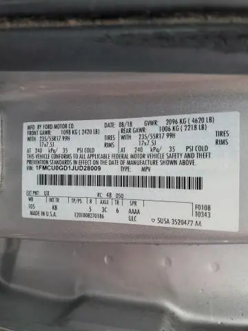 2018 FORD ESCAPE SE  
