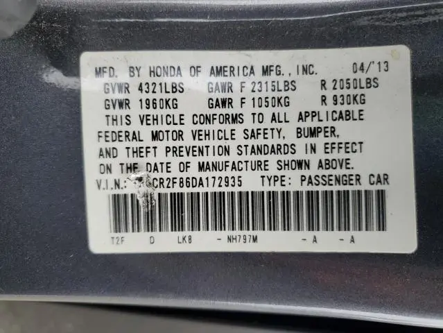 2013 HONDA ACCORD EXL  