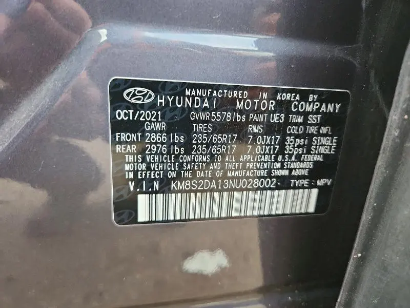 2022 HYUNDAI SANTA FE BLUE  