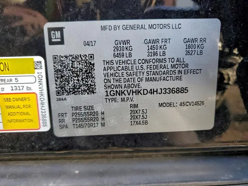 2017 CHEVROLET TRAVERSE LT  