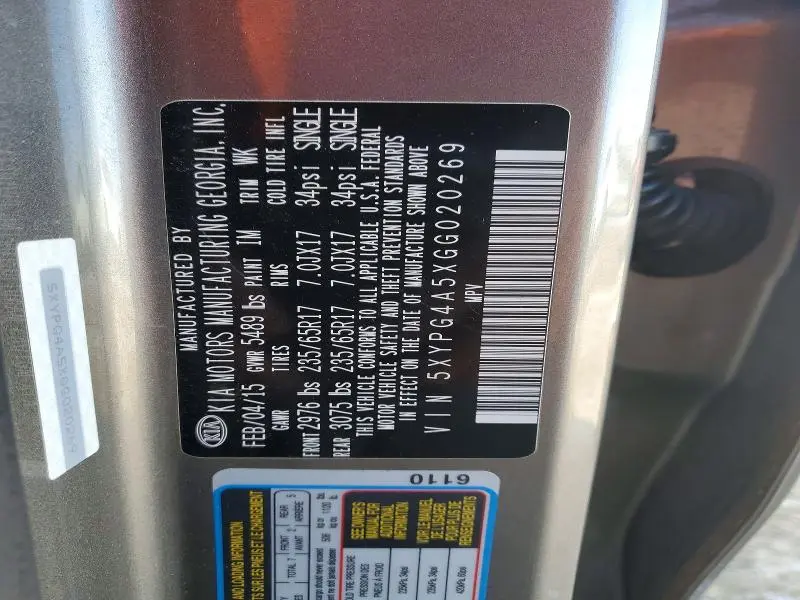2016 KIA SORENTO LX  