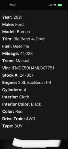 2021 FORD BRONCO BASE  