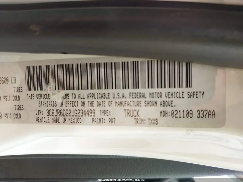 2018 RAM 1500 TRADESMAN  4X2 8' BOX