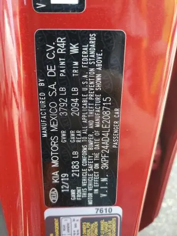 2020 KIA FORTE FE  