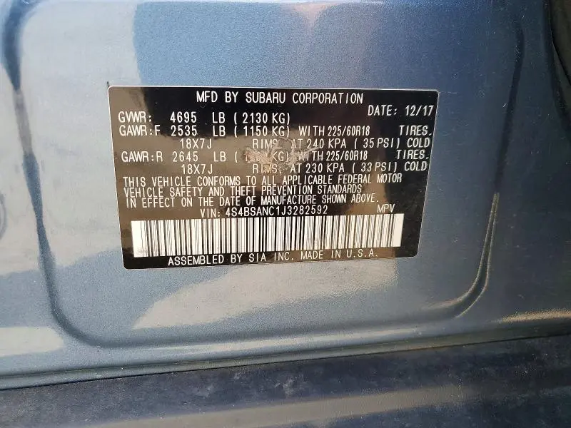 2018 SUBARU OUTBACK 2.5I LIMITED  