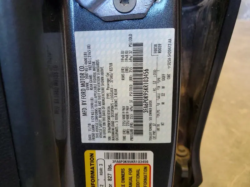 2019 FORD FUSION TITANIUM  