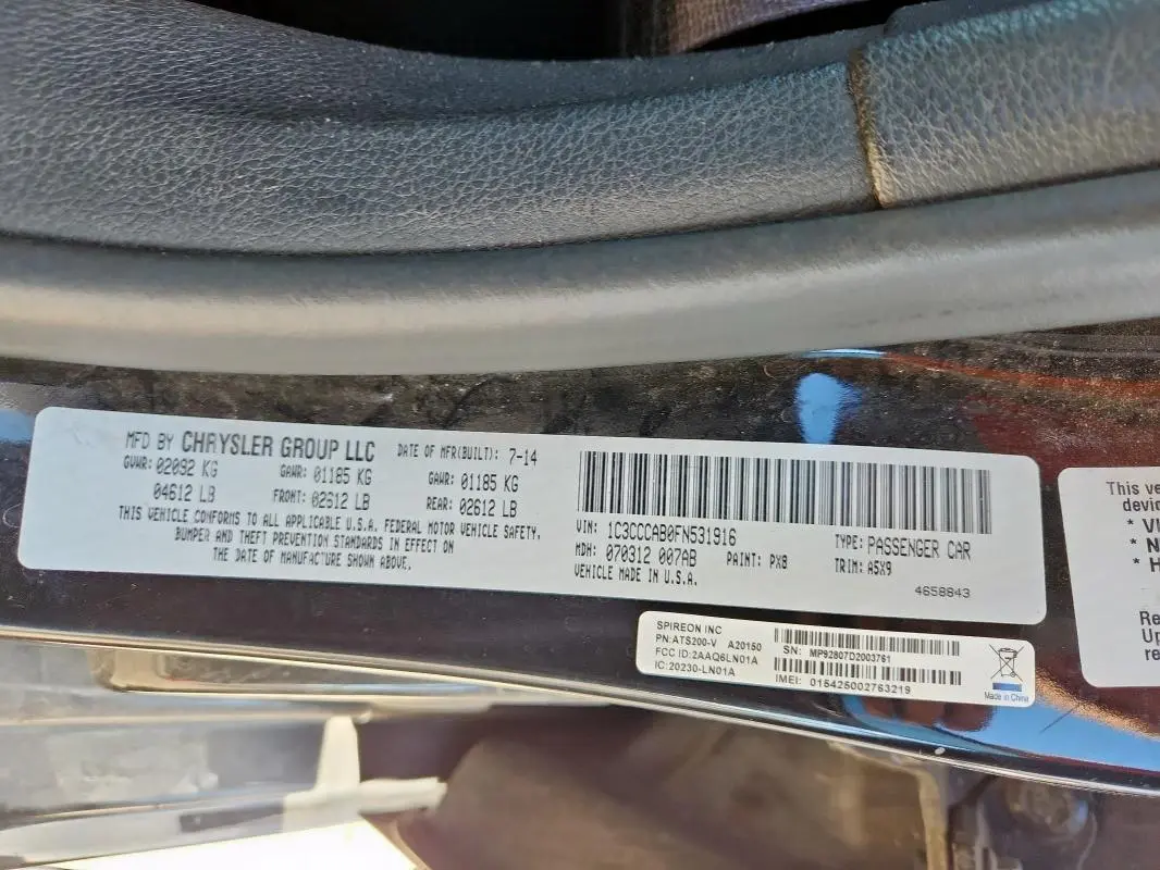 2015 CHRYSLER 200 LIMITED  