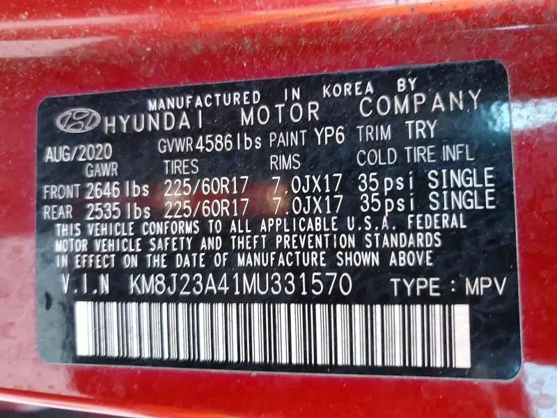 2021 HYUNDAI TUCSON SE  