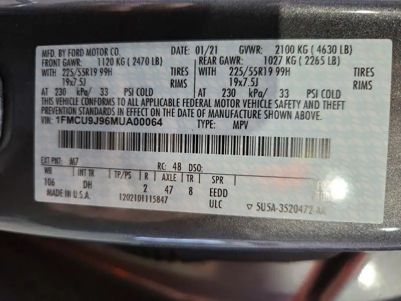 2021 FORD ESCAPE TITANIUM  