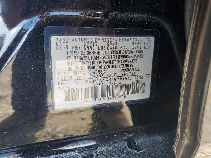 2017 NISSAN SENTRA SV  