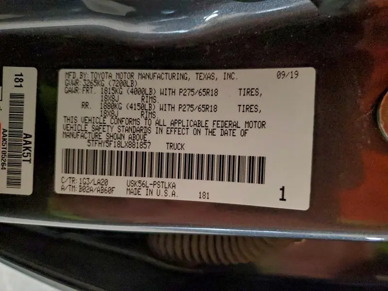 2020 TOYOTA TUNDRA CREWMAX LIMITED  