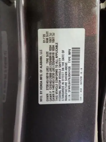 2020 HONDA ODYSSEY EXL  