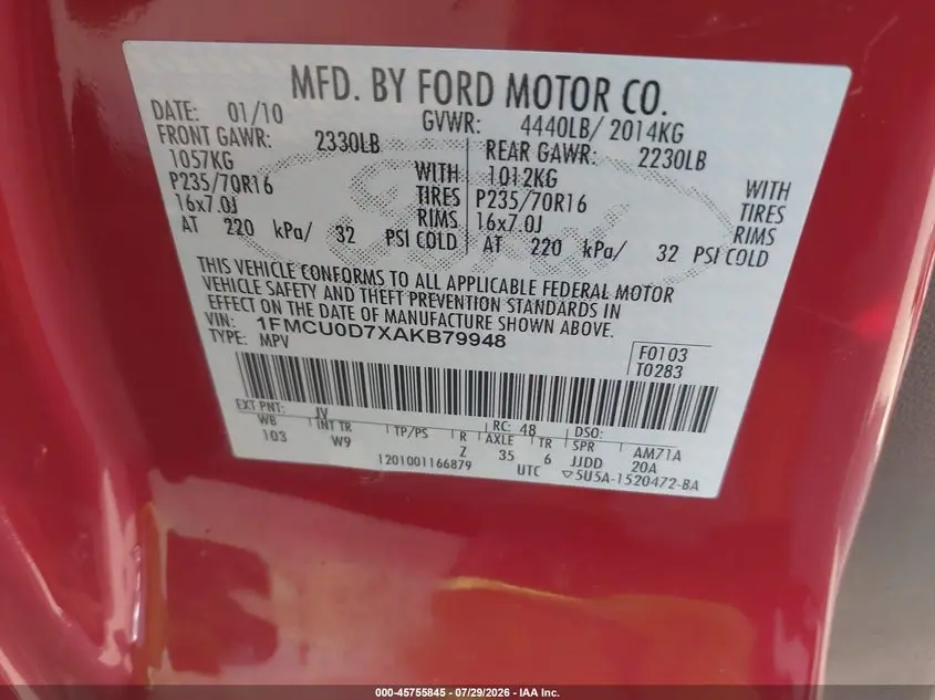 2010 FORD ESCAPE XLT