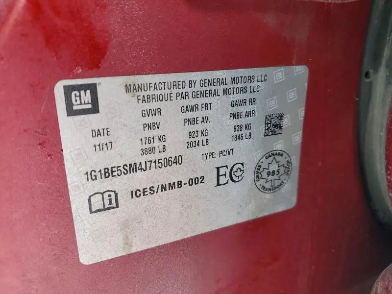 2018 CHEVROLET CRUZE LT  