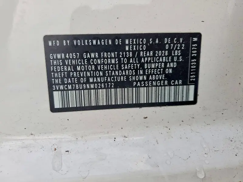 2022 VOLKSWAGEN JETTA S  