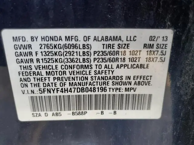 2013 HONDA PILOT EX