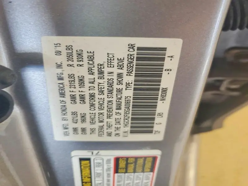 2016 HONDA ACCORD EXL  