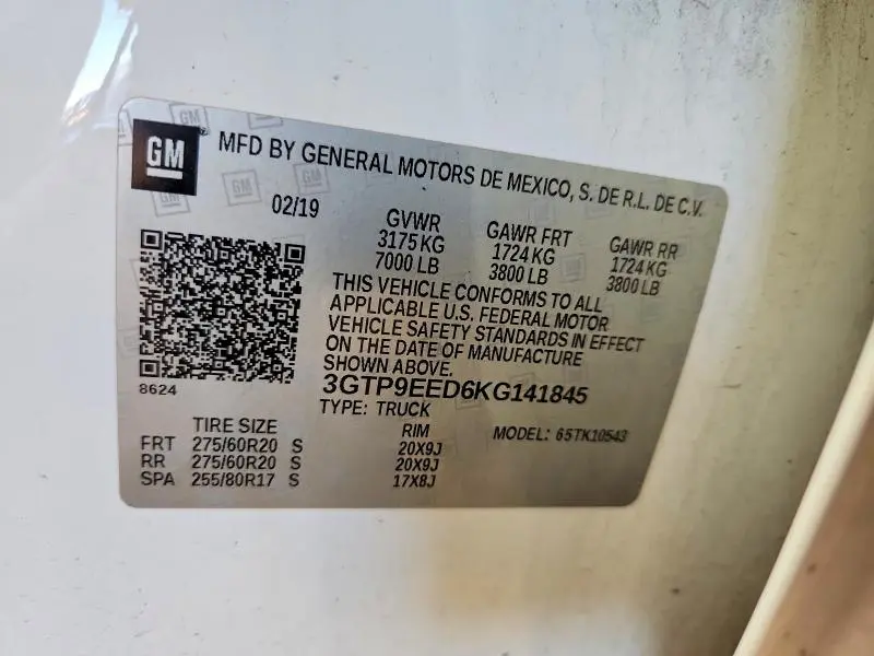 2019 GMC SIERRA K1500 AT4  