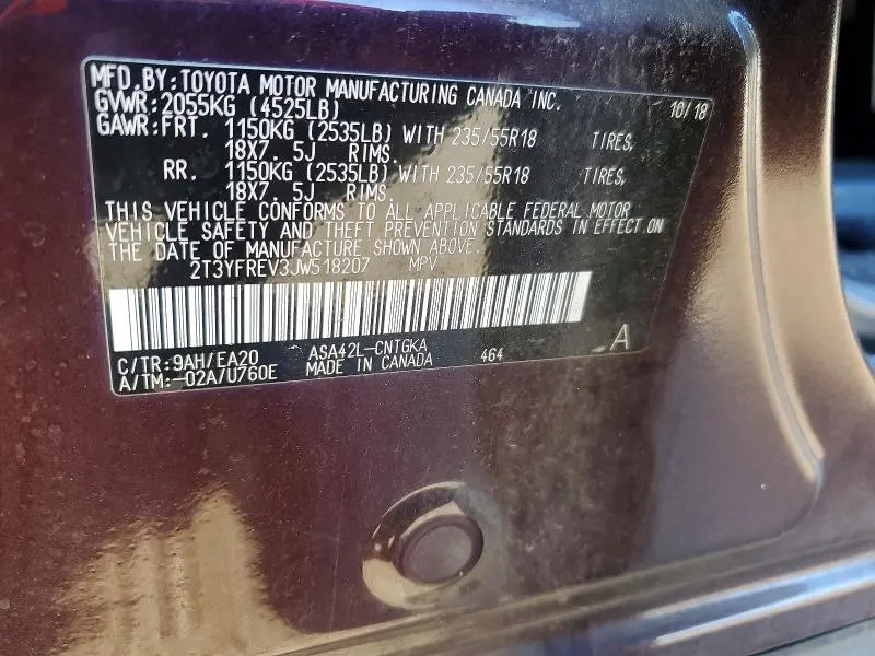2018 TOYOTA RAV4 LIMITED  