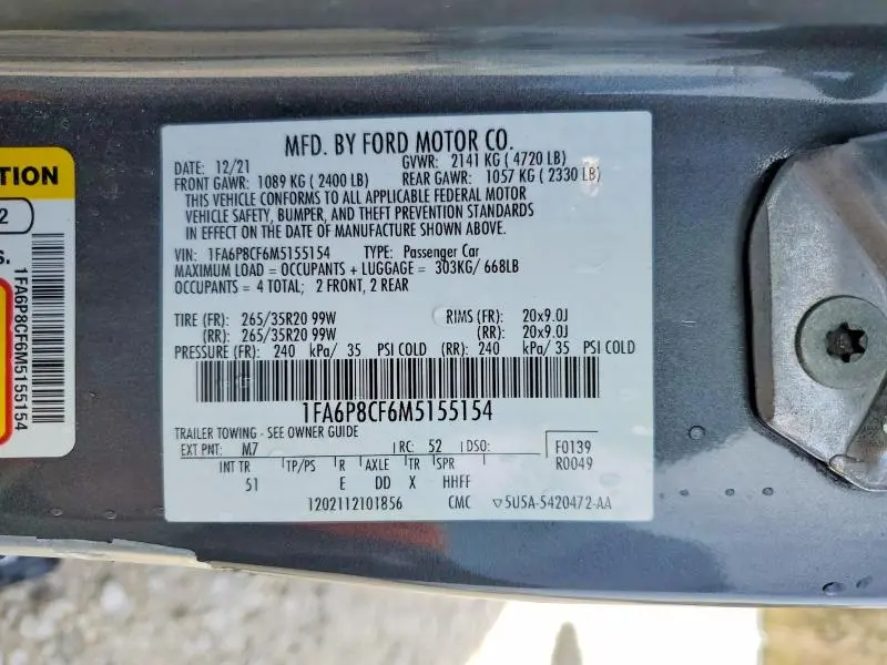 2021 FORD MUSTANG GT  