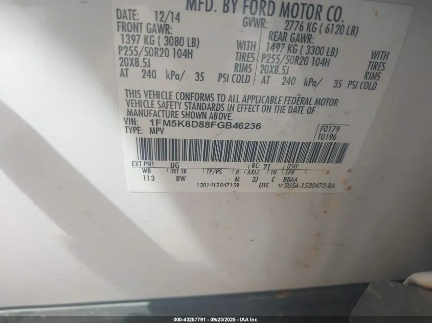 2015 FORD EXPLORER XLT