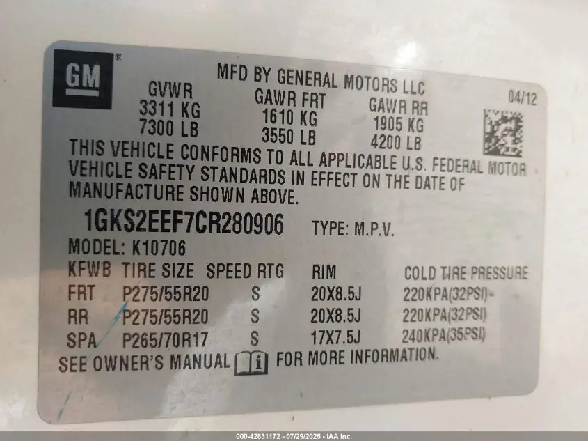 2012 GMC YUKON DENALI